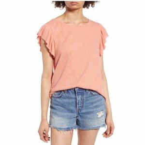 Bp Ruffle Cap Sleeve Tee Crewneck